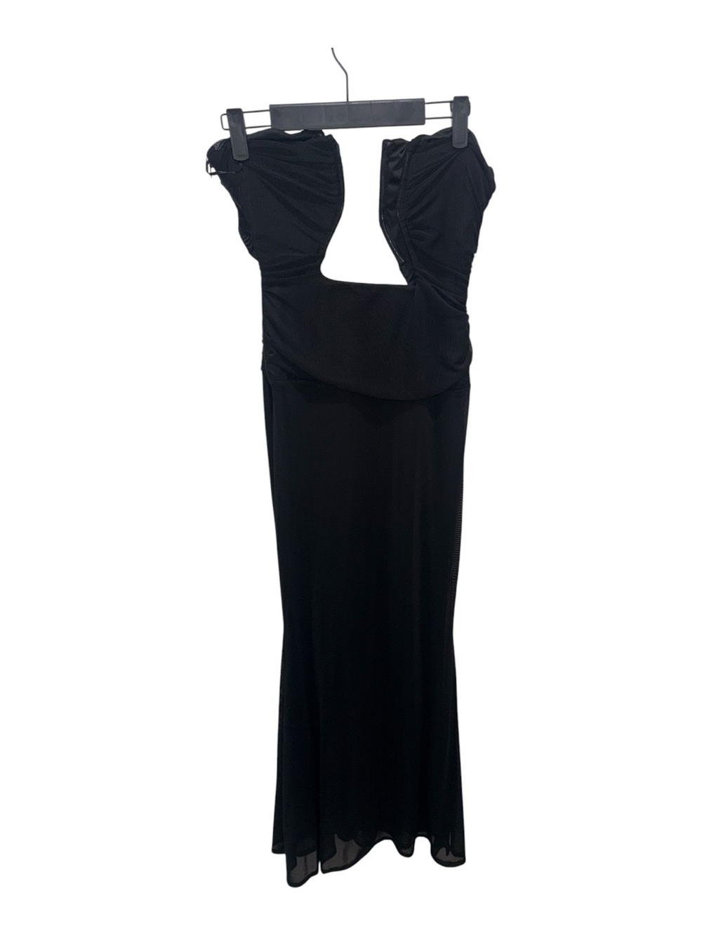 Blanc Clothing Black Strapless Cutout Mesh Back Maxi Gown Dress M - Picture 6 of 9